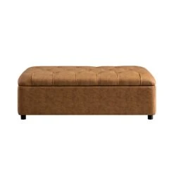 Portland Small Double Buttoned Fold-Out Bed In Ottoman, Tan Faux Suede 15 Portland Small Double Buttoned Fold-Out Bed In Ottoman, Tan Faux Suede -Daals Store SCSF 388 TAN FXLT D WB3