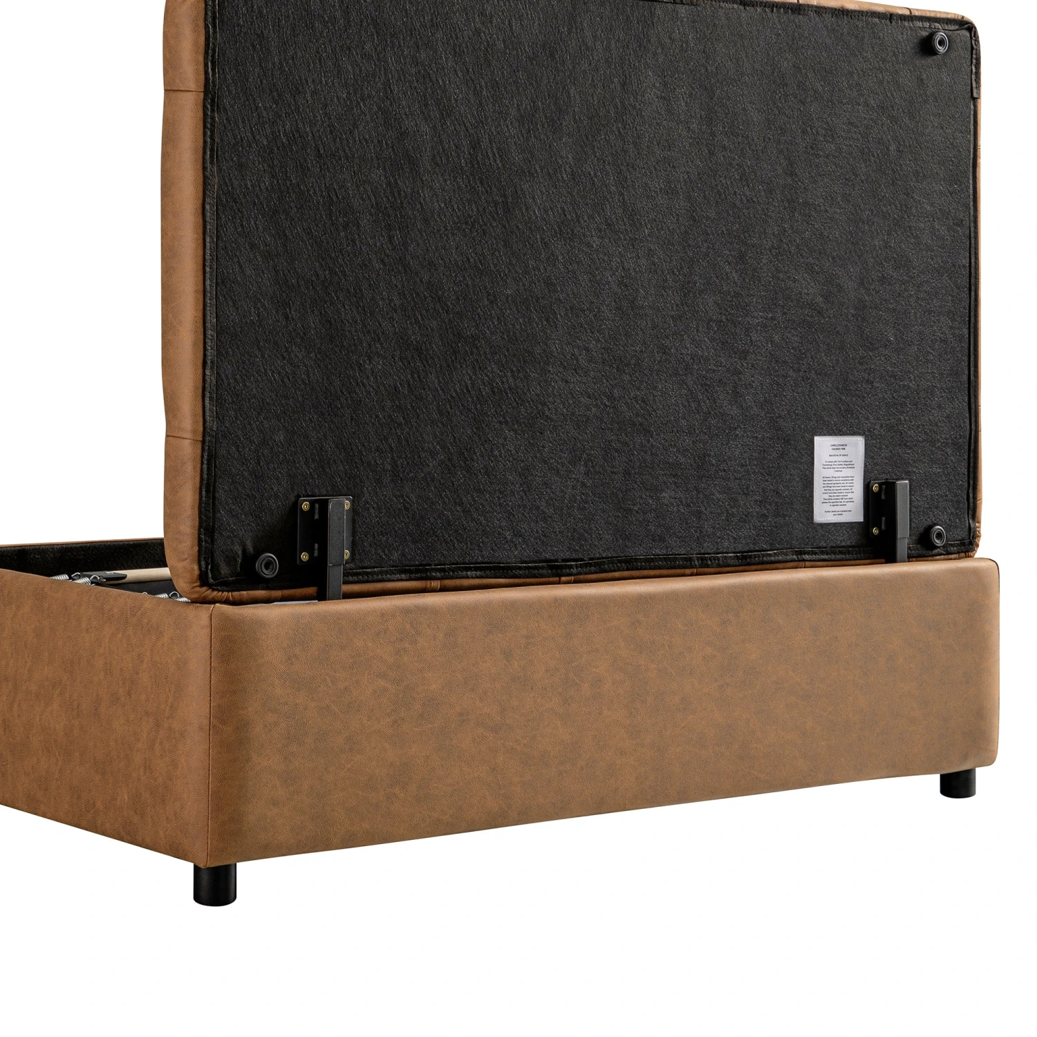 Portland Small Double Buttoned Fold-Out Bed In Ottoman, Tan Faux Suede 12 Portland Small Double Buttoned Fold-Out Bed In Ottoman, Tan Faux Suede - Image 12