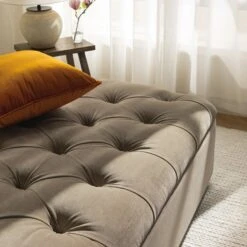 Portland Small Double Buttoned Fold-Out Bed In Ottoman, Mink Velvet 26 Portland Small Double Buttoned Fold-Out Bed In Ottoman, Mink Velvet -Daals Store SCSF 388 TAUPE VEL D scene6