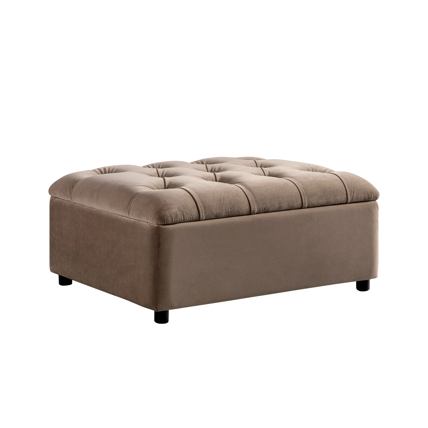 Portland Single Buttoned Fold-Out Bed In Ottoman, Mink Velvet 1 Portland Single Buttoned Fold-Out Bed In Ottoman, Mink Velvet