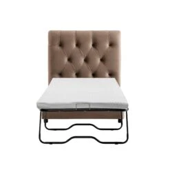 Portland Single Buttoned Fold-Out Bed In Ottoman, Mink Velvet 15 Portland Single Buttoned Fold-Out Bed In Ottoman, Mink Velvet -Daals Store SCSF 388 TAUPE VEL S WB4