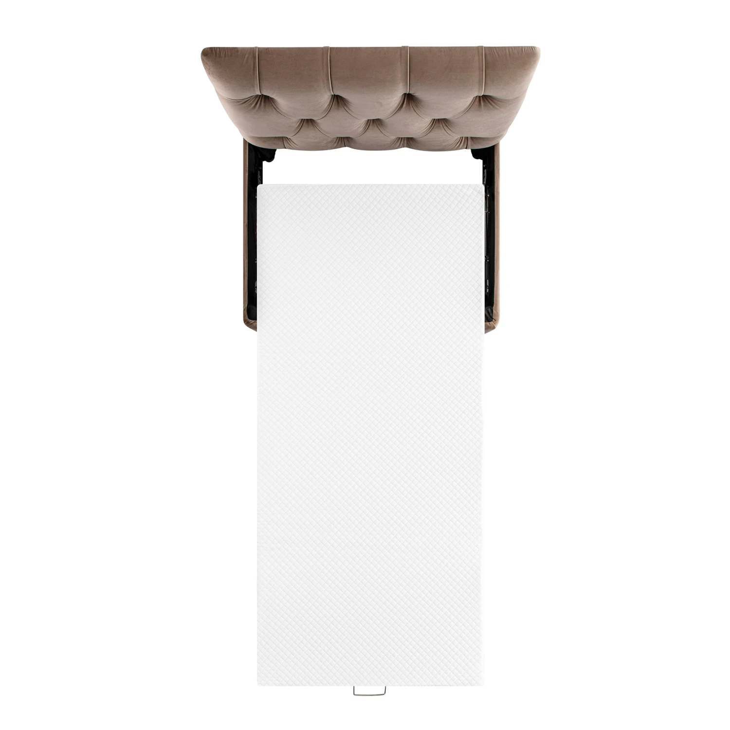 Portland Single Buttoned Fold-Out Bed In Ottoman, Mink Velvet 7 Portland Single Buttoned Fold-Out Bed In Ottoman, Mink Velvet - Image 7