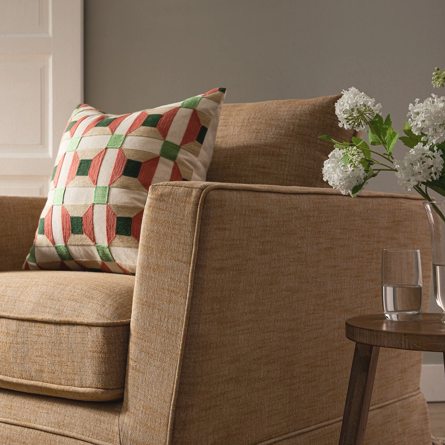 Fitz Skirted Armchair, Apricot Linen Blend 5 Fitz Skirted Armchair, Apricot Linen Blend - Image 5