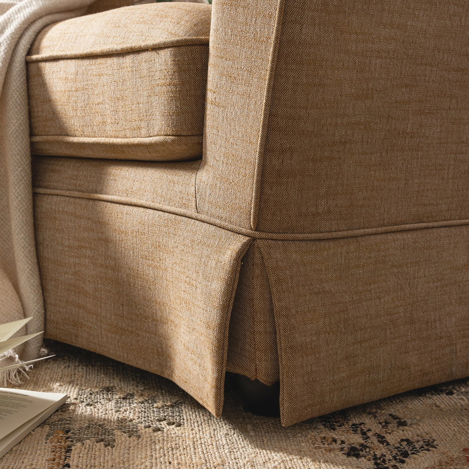 Fitz Skirted Armchair, Apricot Linen Blend 6 Fitz Skirted Armchair, Apricot Linen Blend - Image 6