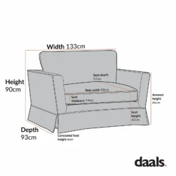 Fitz Skirted Loveseat, Apricot Linen Blend 11 Fitz Skirted Loveseat, Apricot Linen Blend -Daals Store SCSF 446 LOVESEAT CHART 2