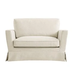 Fitz Skirted Loveseat, Oatmeal Linen Blend 19 Fitz Skirted Loveseat, Oatmeal Linen Blend -Daals Store SCSF 446 OAT LIN LOVESEAT WB1