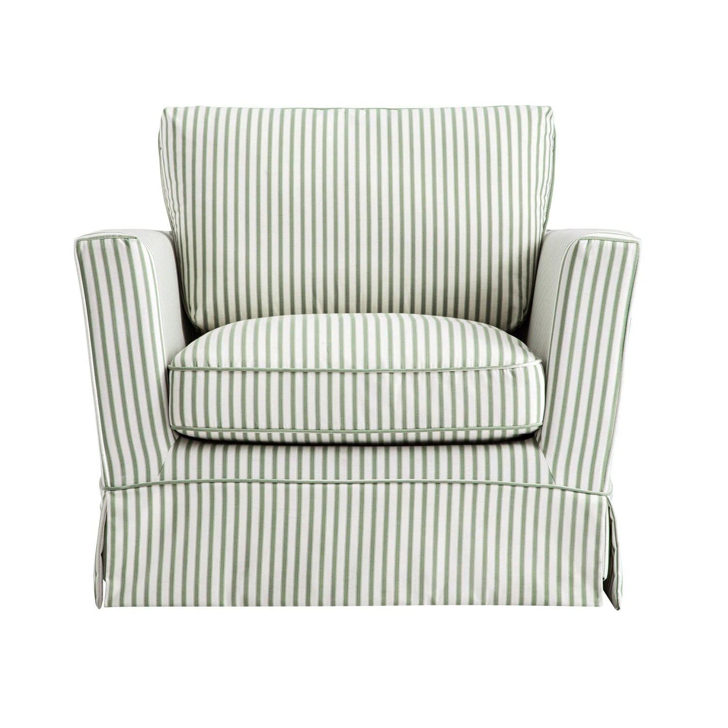 Fitz Skirted Armchair, Sage Striped Linen Blend 9 Fitz Skirted Armchair, Sage Striped Linen Blend - Image 9