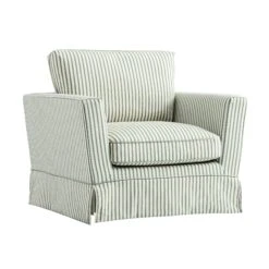 Fitz Skirted Armchair, Sage Striped Linen Blend 24 Fitz Skirted Armchair, Sage Striped Linen Blend -Daals Store SCSF 446 SAGE STRIPE 1ST WB2