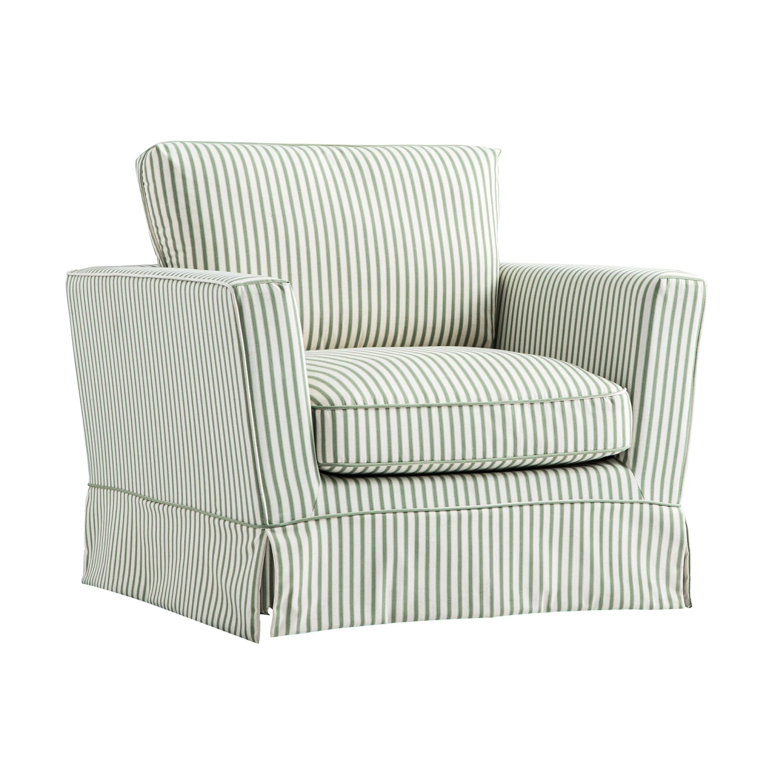 Fitz Skirted Armchair, Sage Striped Linen Blend 8 Fitz Skirted Armchair, Sage Striped Linen Blend - Image 8