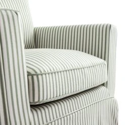 Fitz Skirted Armchair, Sage Striped Linen Blend 32 Fitz Skirted Armchair, Sage Striped Linen Blend -Daals Store SCSF 446 SAGE STRIPE 1ST detail2