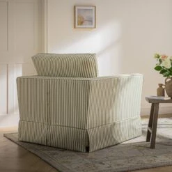 Fitz Skirted Armchair, Sage Striped Linen Blend 20 Fitz Skirted Armchair, Sage Striped Linen Blend -Daals Store SCSF 446 SAGE STRIPE 1ST scene3