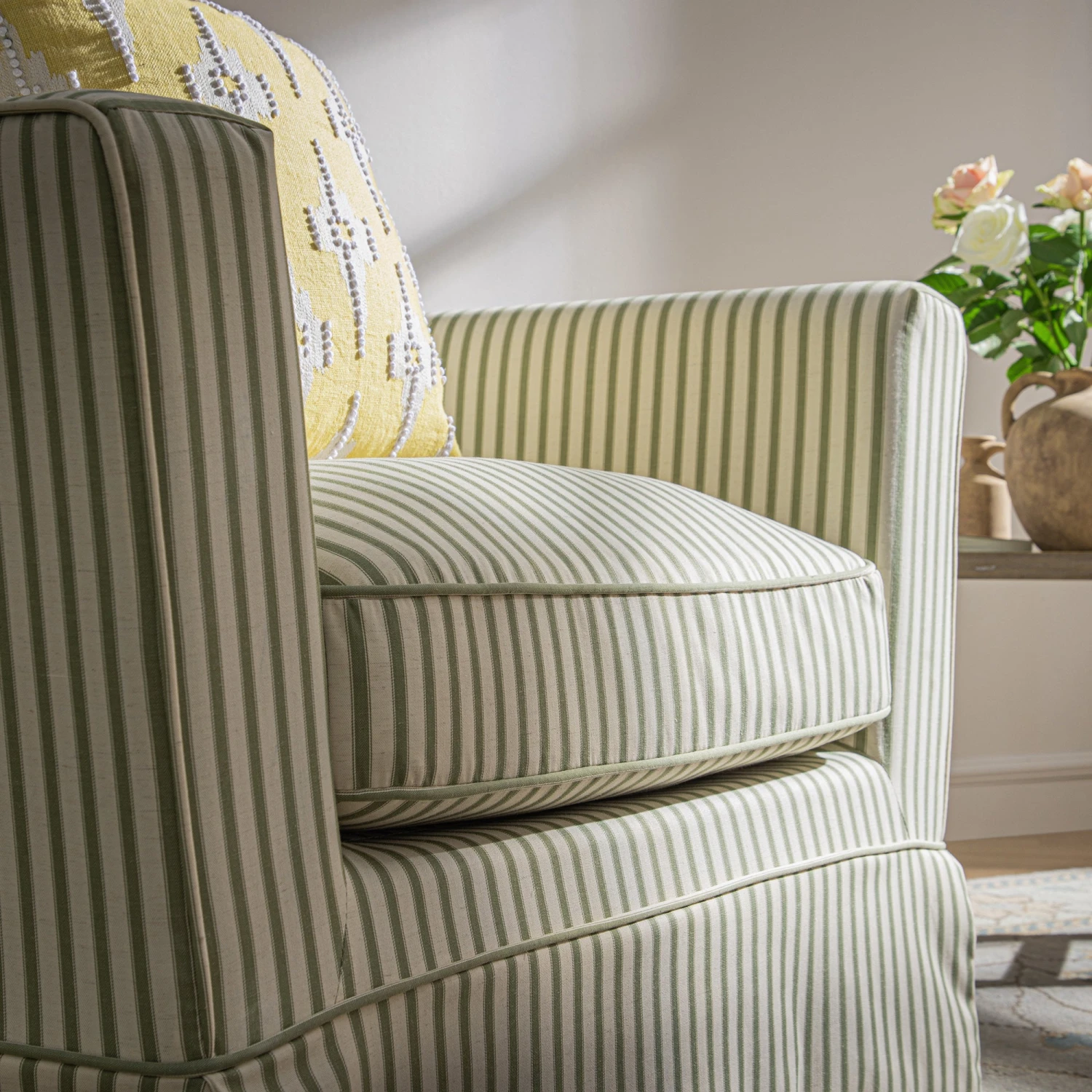 Fitz Skirted Armchair, Sage Striped Linen Blend 5 Fitz Skirted Armchair, Sage Striped Linen Blend - Image 5