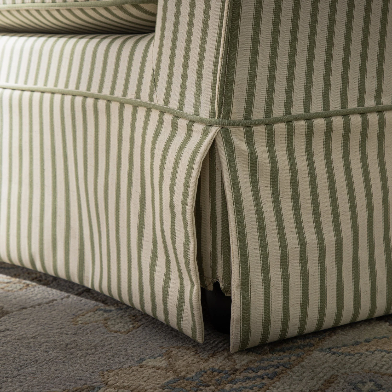 Fitz Skirted Armchair, Sage Striped Linen Blend 6 Fitz Skirted Armchair, Sage Striped Linen Blend - Image 6