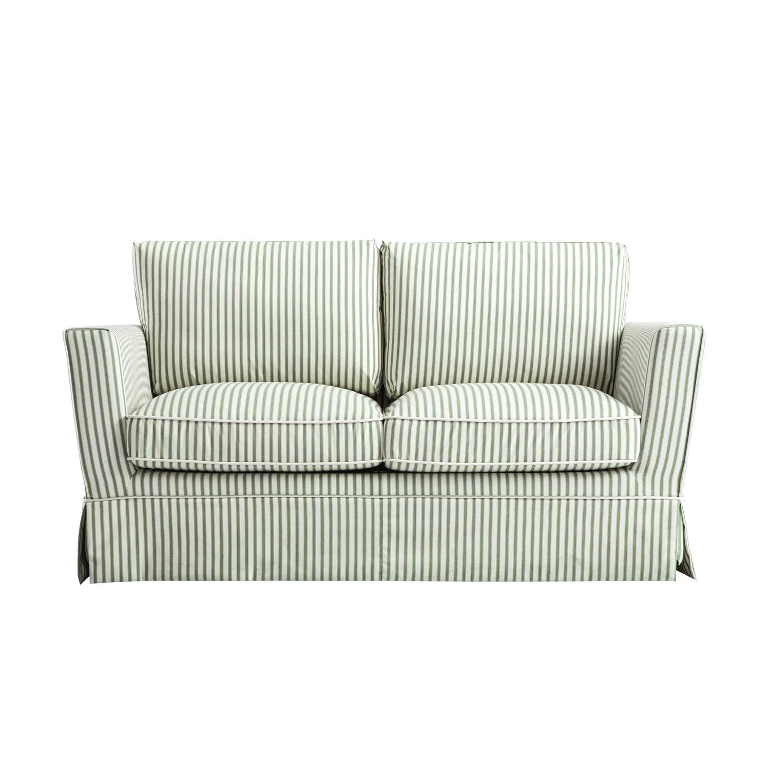 Fitz Skirted 2-Seater Sofa, Sage Striped Linen Blend 6 Fitz Skirted 2-Seater Sofa, Sage Striped Linen Blend - Image 6