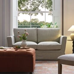 Fitz Skirted 2-Seater Sofa, Sage Striped Linen Blend 16 Fitz Skirted 2-Seater Sofa, Sage Striped Linen Blend -Daals Store SCSF 446 SAGE STRIPE 2ST scene1
