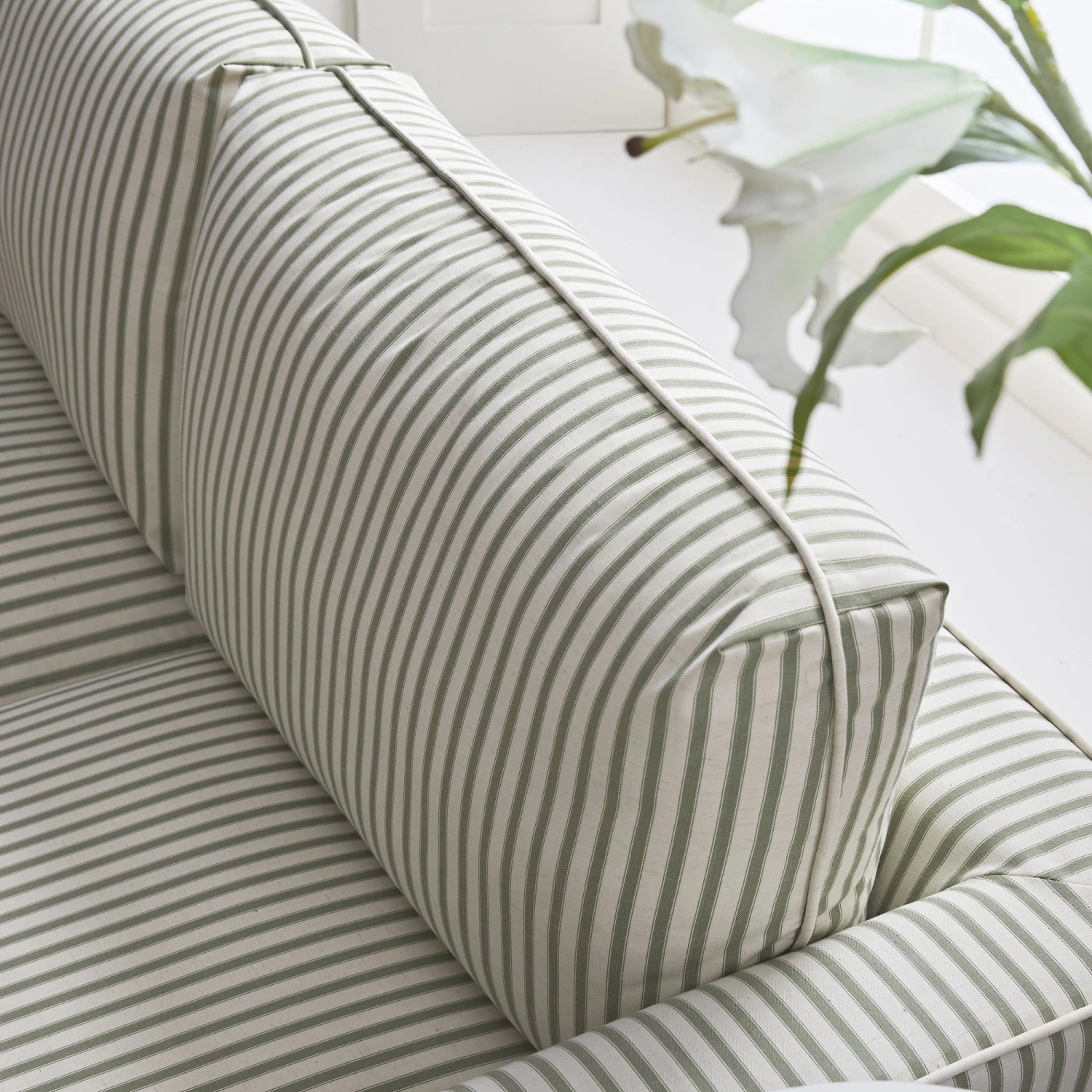 Fitz Skirted 2-Seater Sofa, Sage Striped Linen Blend 5 Fitz Skirted 2-Seater Sofa, Sage Striped Linen Blend - Image 5