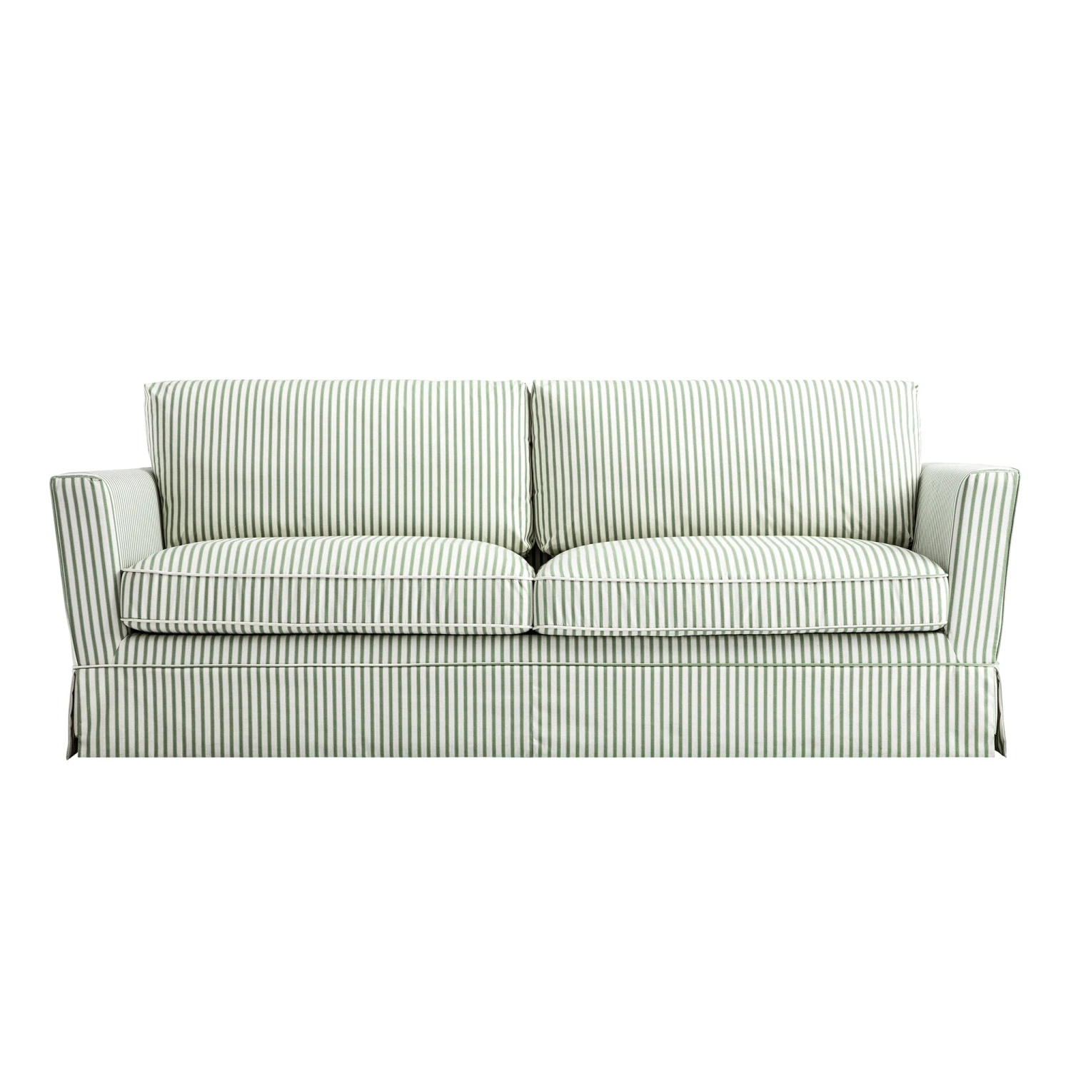 Fitz Skirted Large 3-Seater Sofa, Sage Striped Linen Blend 1 Fitz Skirted Large 3-Seater Sofa, Sage Striped Linen Blend