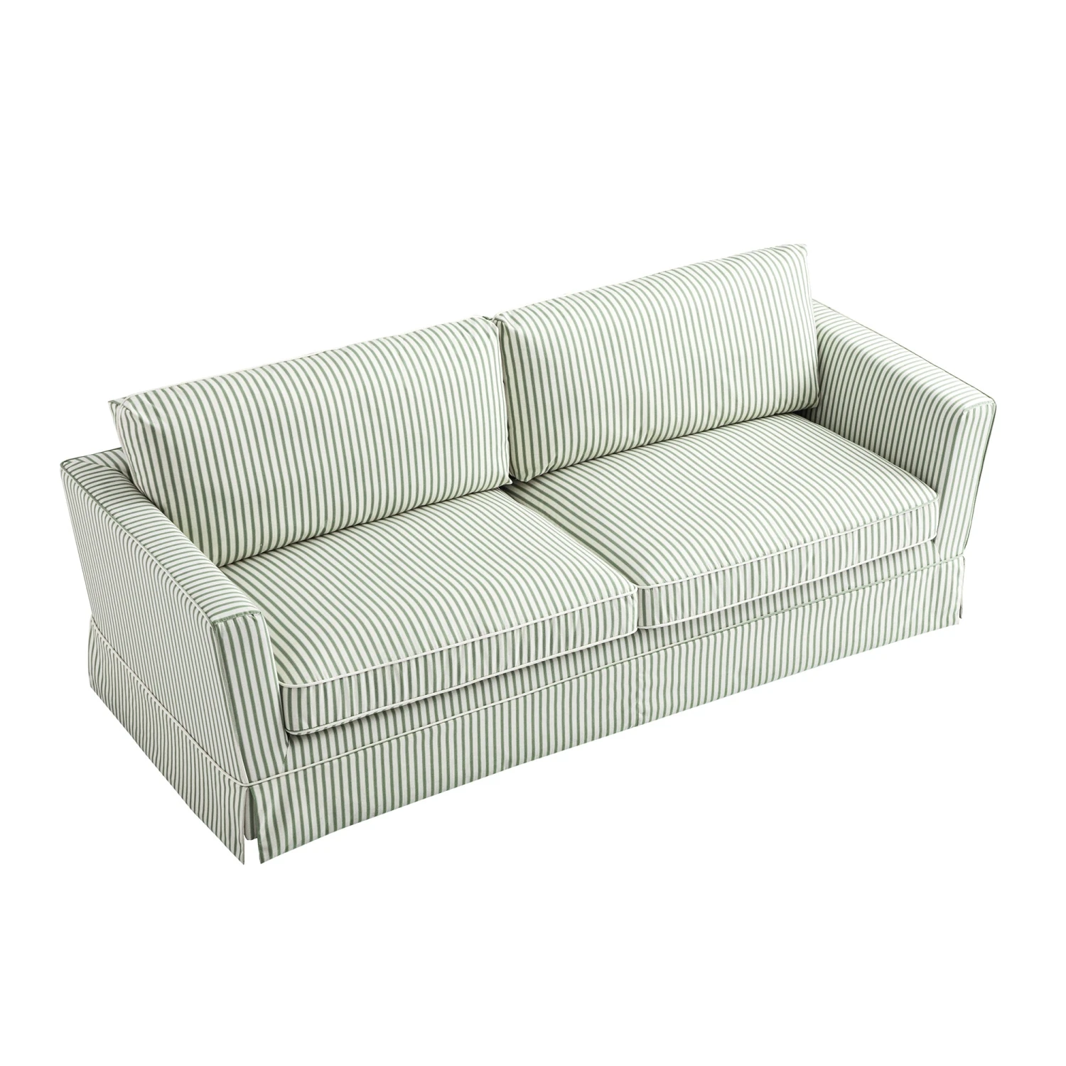 Fitz Skirted Large 3-Seater Sofa, Sage Striped Linen Blend 4 Fitz Skirted Large 3-Seater Sofa, Sage Striped Linen Blend - Image 4