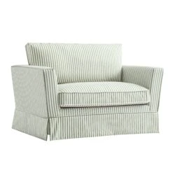 Fitz Skirted Loveseat, Sage Striped Linen Blend 10 Fitz Skirted Loveseat, Sage Striped Linen Blend -Daals Store SCSF 446 SAGE STRIPE LOVESEAT WB2
