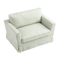 Fitz Skirted Loveseat, Sage Striped Linen Blend 13 Fitz Skirted Loveseat, Sage Striped Linen Blend -Daals Store SCSF 446 SAGE STRIPE LOVESEAT WB3