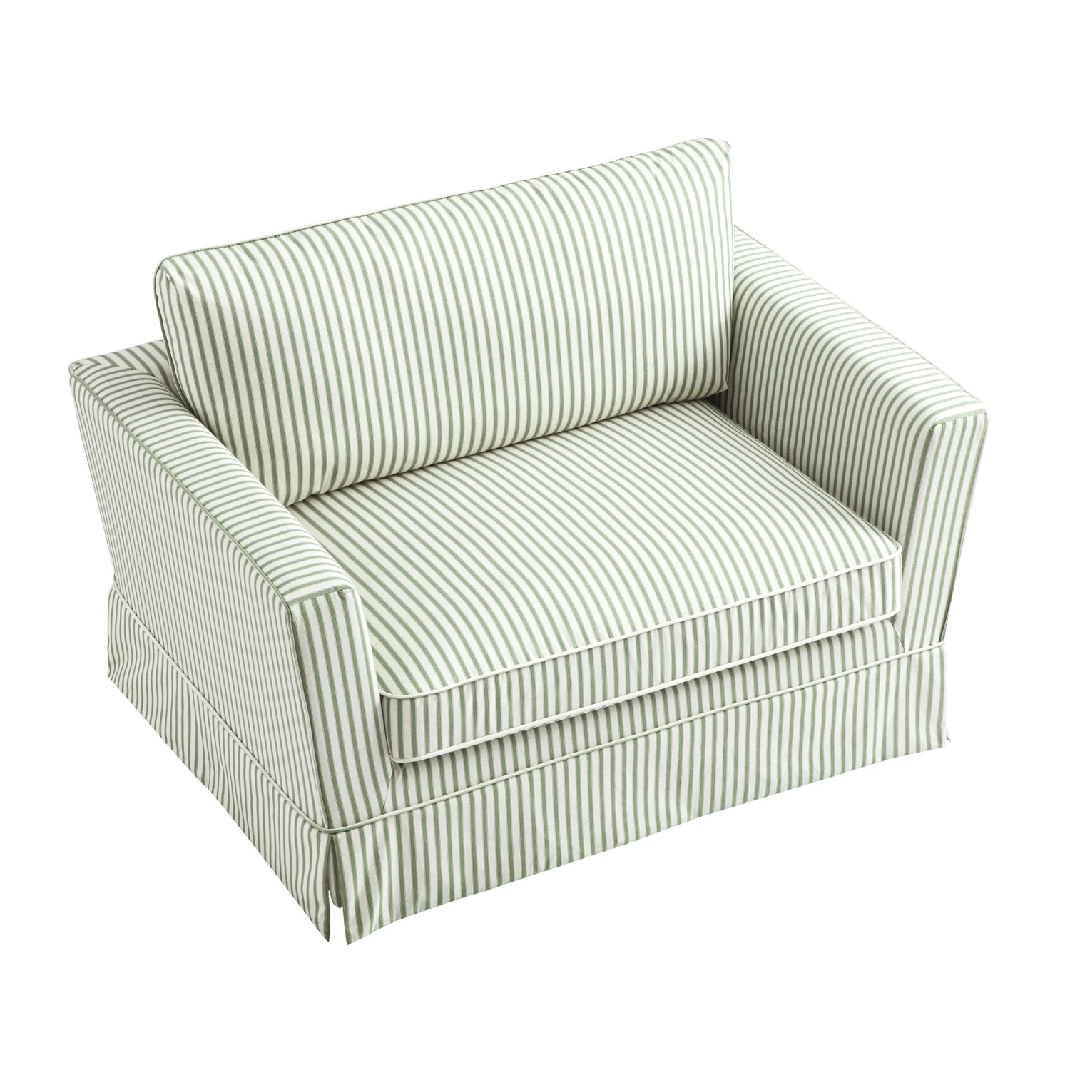 Fitz Skirted Loveseat, Sage Striped Linen Blend 5 Fitz Skirted Loveseat, Sage Striped Linen Blend - Image 5