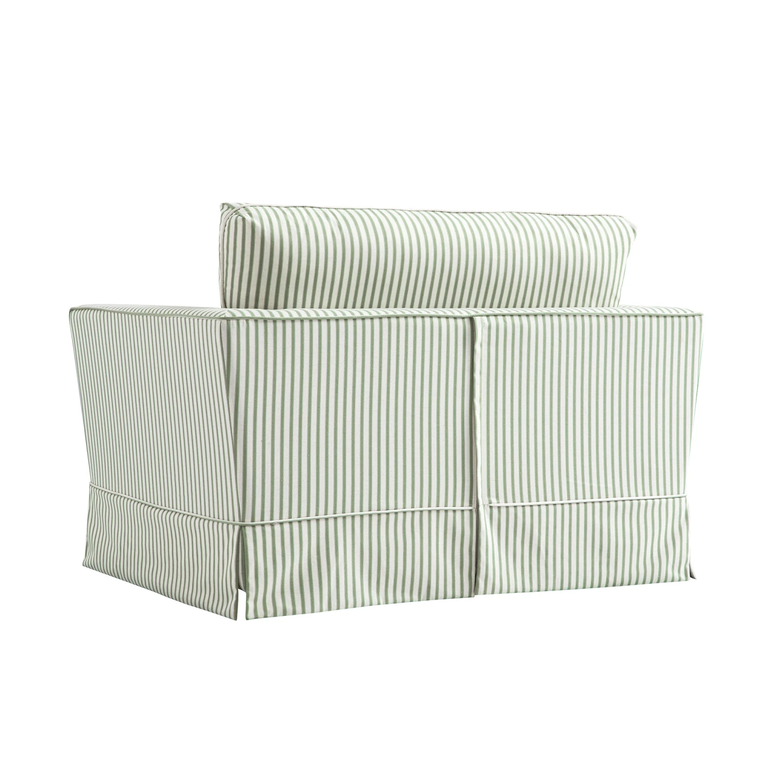 Fitz Skirted Loveseat, Sage Striped Linen Blend 4 Fitz Skirted Loveseat, Sage Striped Linen Blend - Image 4
