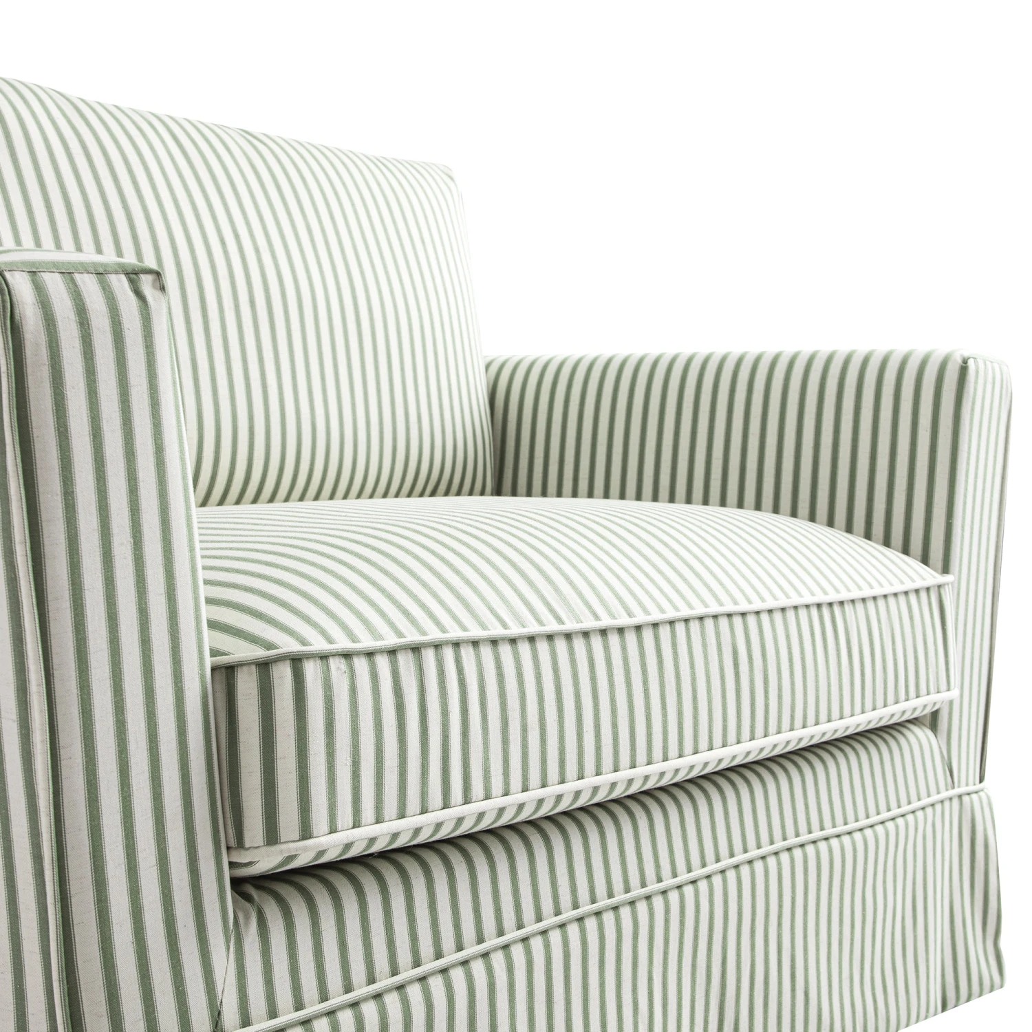 Fitz Skirted Loveseat, Sage Striped Linen Blend 8 Fitz Skirted Loveseat, Sage Striped Linen Blend - Image 8