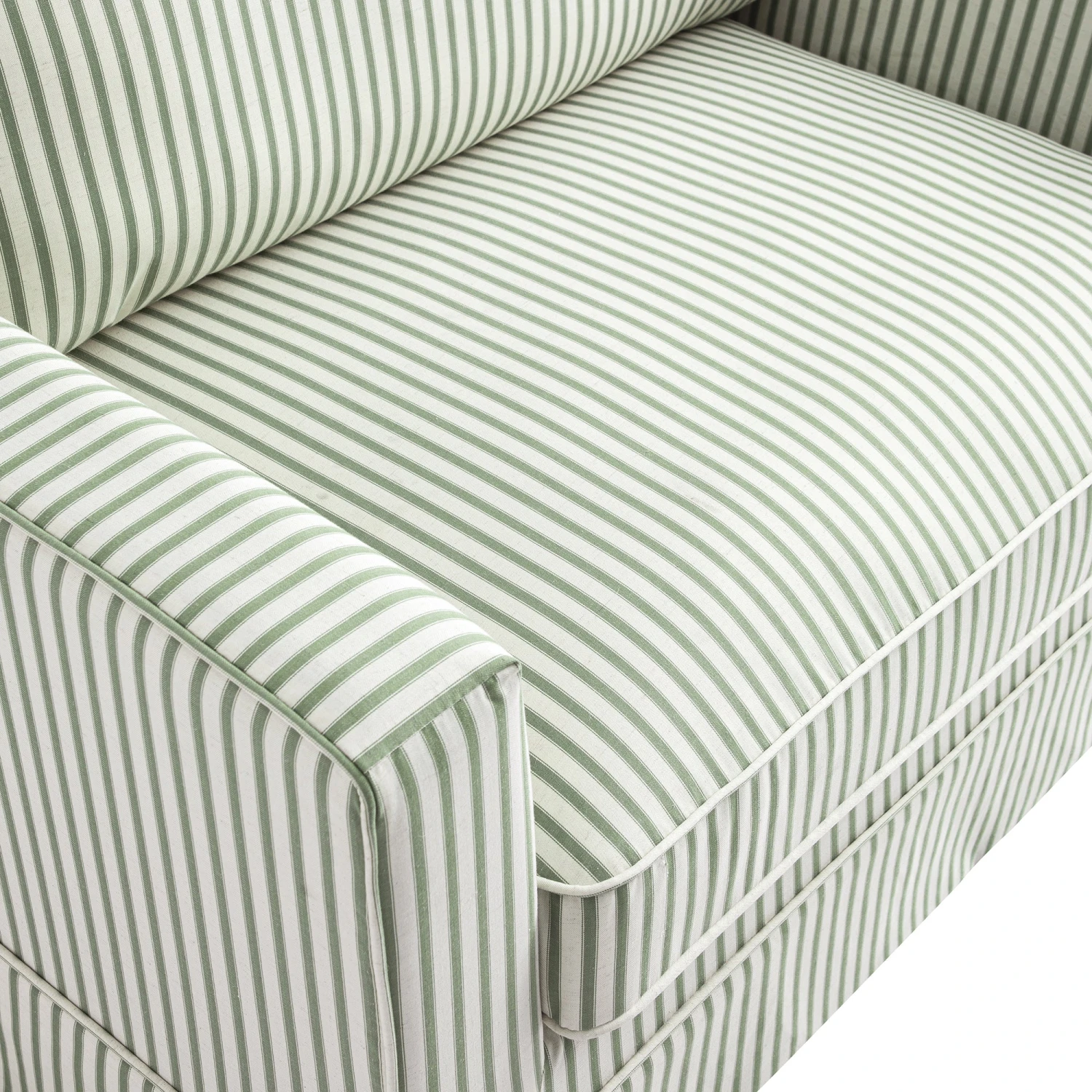Fitz Skirted Loveseat, Sage Striped Linen Blend 9 Fitz Skirted Loveseat, Sage Striped Linen Blend - Image 9