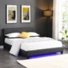 URSA Black PU Leather Bed Frame With LED On Footend -Daals Store SF804BLACK main