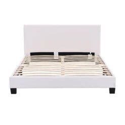 URSA White PU Leather Bed Frame With LED On Footend -Daals Store SF804WHITE WB1