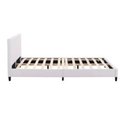 URSA White PU Leather Bed Frame With LED On Footend -Daals Store SF804WHITE WB2