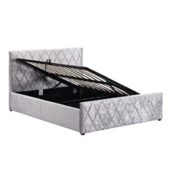 Hayden Crushed Velvet Side Lift Storage Ottoman Upholstered Bed Frame Silver -Daals Store SF874 SILVER WB2