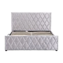 Hayden Crushed Velvet Side Lift Storage Ottoman Upholstered Bed Frame Silver -Daals Store SF874 SILVER WB3