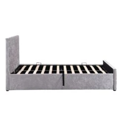 Hayden Crushed Velvet Side Lift Storage Ottoman Upholstered Bed Frame Silver -Daals Store SF874 SILVER WB4