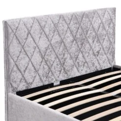 Hayden Crushed Velvet Side Lift Storage Ottoman Upholstered Bed Frame Silver -Daals Store SF874 SILVER detail1