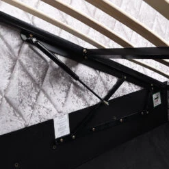 Hayden Crushed Velvet Side Lift Storage Ottoman Upholstered Bed Frame Silver -Daals Store SF874 SILVER detail2