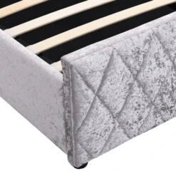 Hayden Crushed Velvet Side Lift Storage Ottoman Upholstered Bed Frame Silver -Daals Store SF874 SILVER detail4