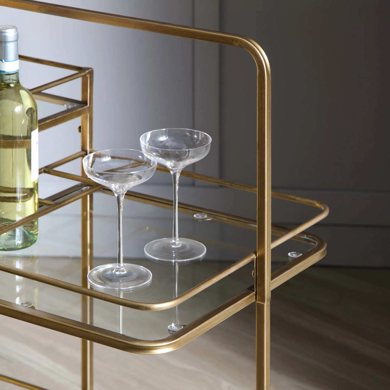 Clementine Antique Brass Effect Drink Trolley 2 Clementine Antique Brass Effect Drink Trolley - Image 2