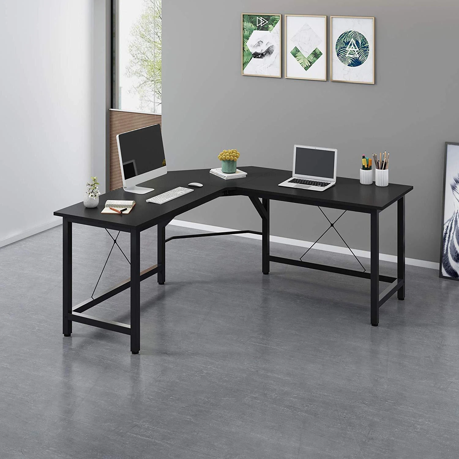 Munich L-Shaped Corner Desk In Black 1 Munich L-Shaped Corner Desk In Black