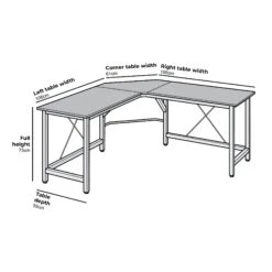 Munich L-Shaped Corner Desk In Black 11 Munich L-Shaped Corner Desk In Black -Daals Store WH 27 CHART