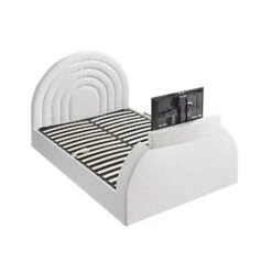 Archer White Boucle Ottoman TV Bed 35 Archer White Boucle Ottoman TV Bed -Daals Store XDC 029 ECRUBOUCLE WB5