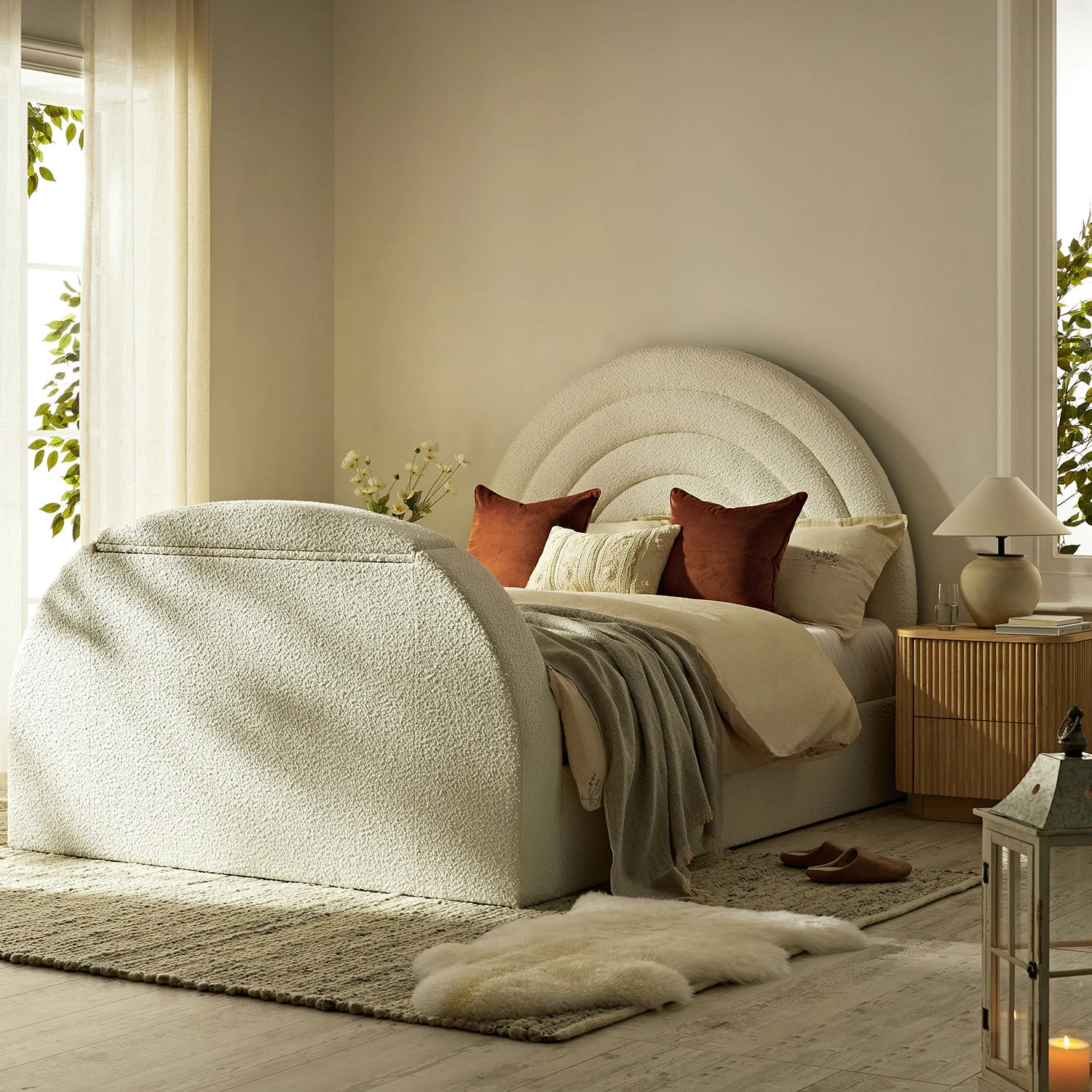 Archer White Boucle Ottoman TV Bed 2 Archer White Boucle Ottoman TV Bed - Image 2