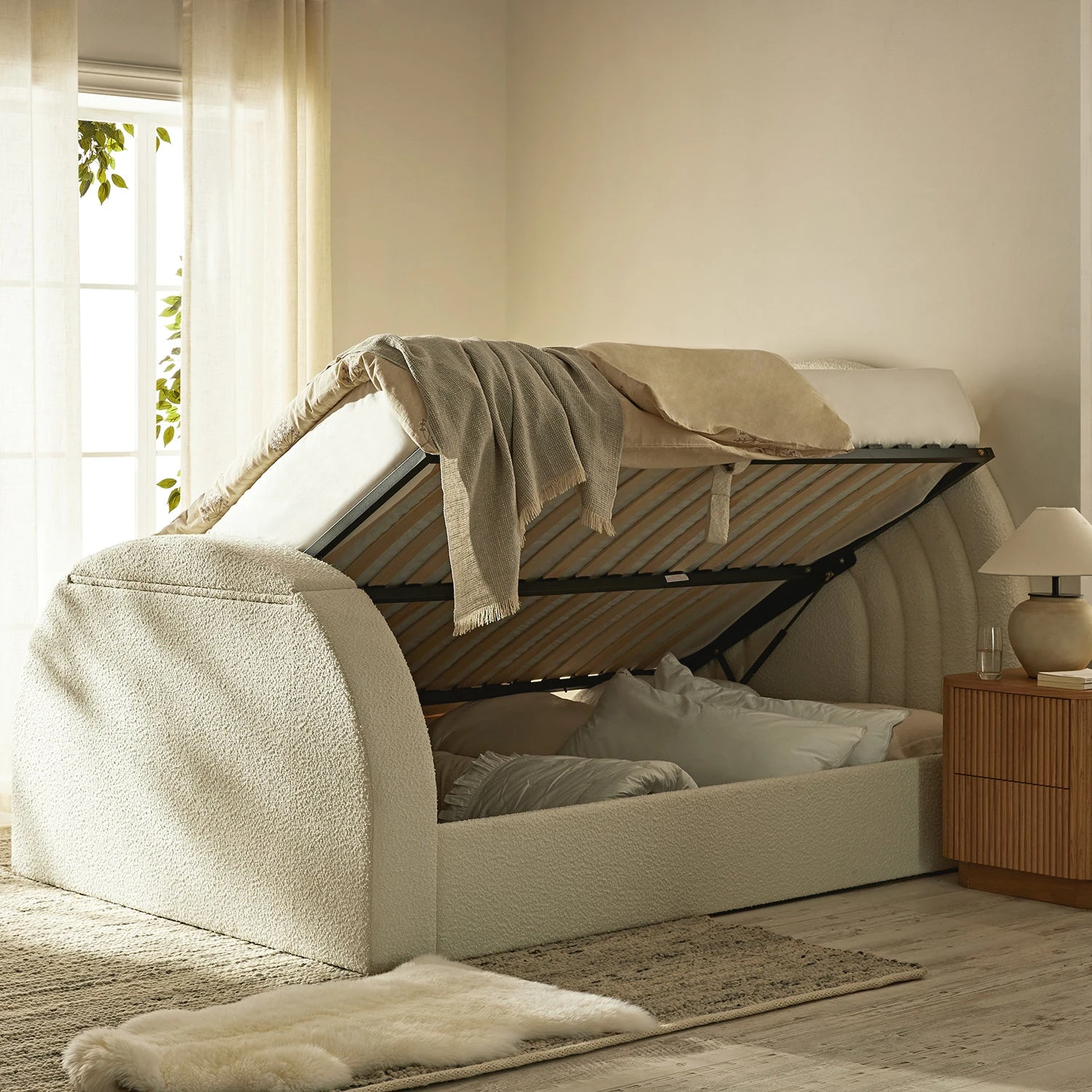 Archer White Boucle Ottoman TV Bed 6 Archer White Boucle Ottoman TV Bed - Image 6