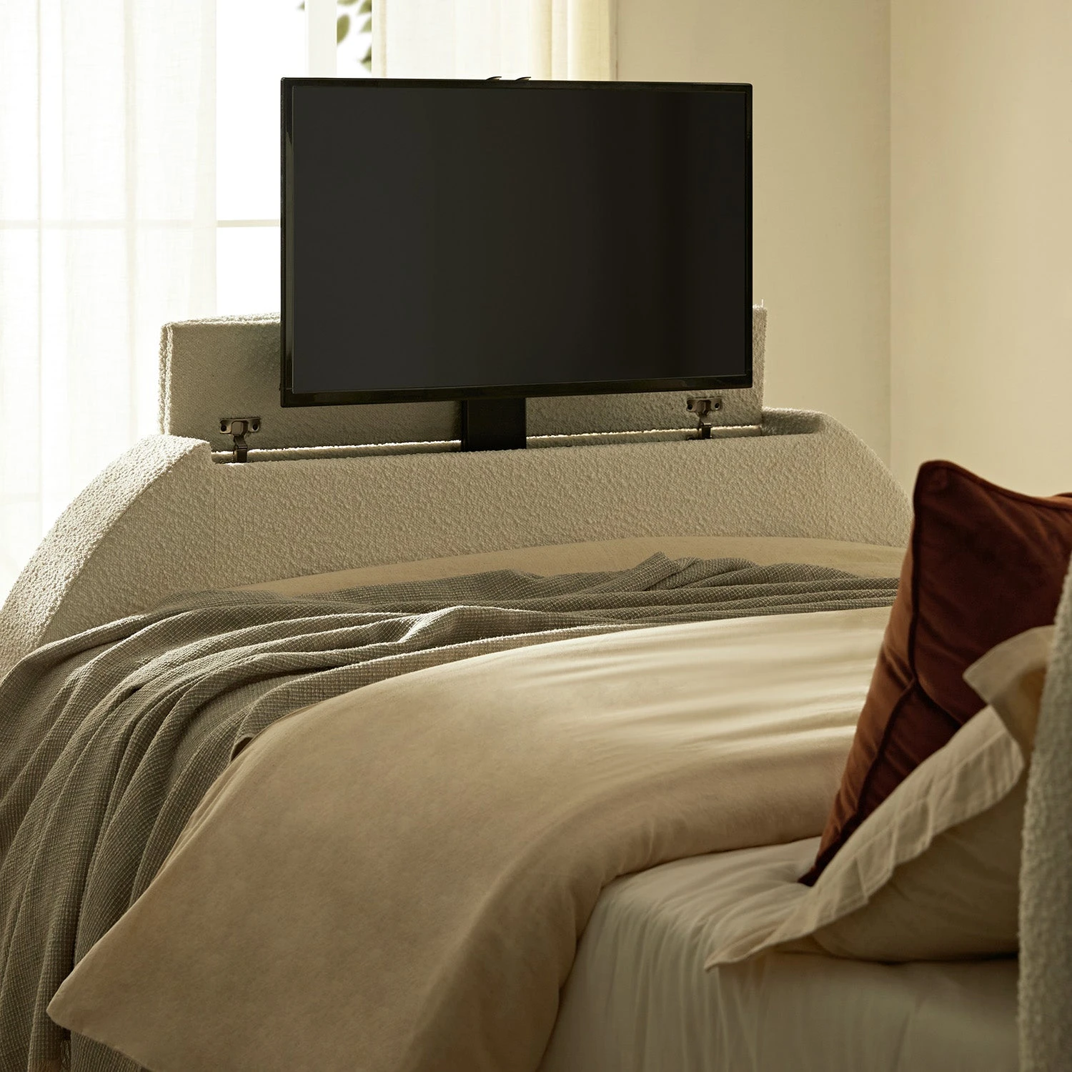 Archer White Boucle Ottoman TV Bed 8 Archer White Boucle Ottoman TV Bed - Image 8