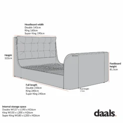 Hadley Champagne Velvet Ottoman TV Bed -Daals Store XDC 030 CHART 2