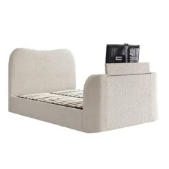Egerie Curved Headboard Beige Boucle Ottoman TV Bed 31 Egerie Curved Headboard Beige Boucle Ottoman TV Bed -Daals Store XDC 031 BEIGE BOUCLE WB2