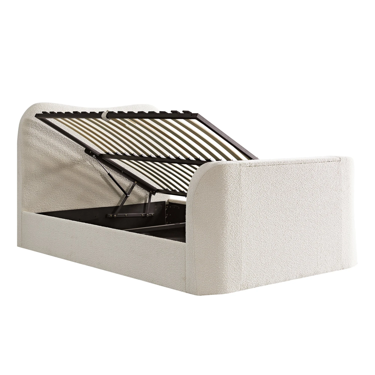 Egerie Curved Headboard Beige Boucle Ottoman TV Bed 16 Egerie Curved Headboard Beige Boucle Ottoman TV Bed - Image 16