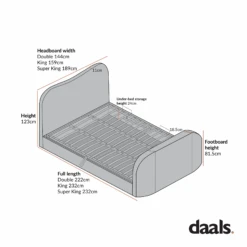 Egerie Curved Headboard Beige Boucle Ottoman TV Bed 32 Egerie Curved Headboard Beige Boucle Ottoman TV Bed -Daals Store XDC 031 CHART