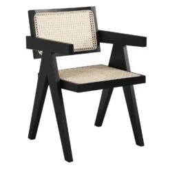 Jeanne Black Colour Cane Rattan Solid Beech Wood Dining Chair 12 Jeanne Black Colour Cane Rattan Solid Beech Wood Dining Chair -Daals Store XN 1933C BLACK WB1
