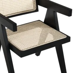 Jeanne Black Colour Cane Rattan Solid Beech Wood Dining Chair 18 Jeanne Black Colour Cane Rattan Solid Beech Wood Dining Chair -Daals Store XN 1933C BLACK detail2